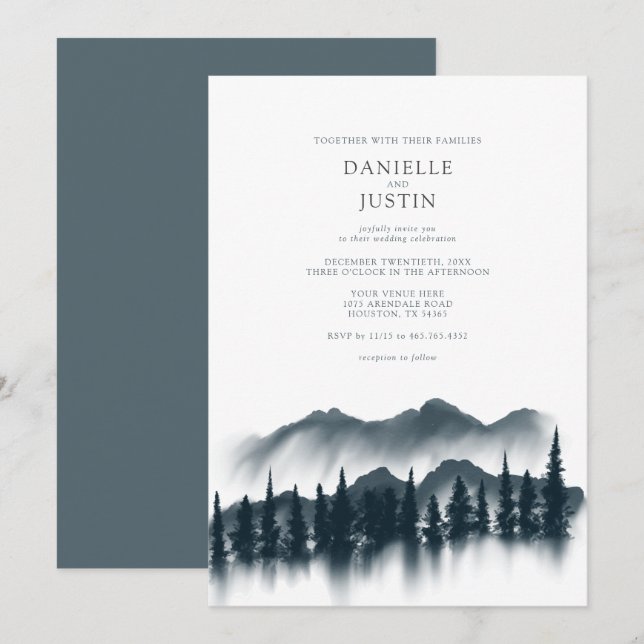 Invitation Russe Winter Wonderland Mariage | (Devant / Derrière)