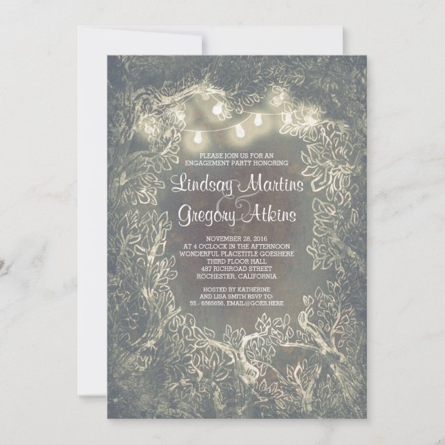 Invitation Russe Woodland String Lights (Devant)
