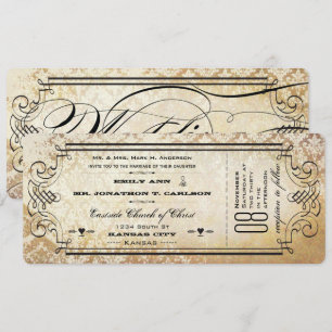 Invitation Russie Pays Ticket Typographie Mariage Invite