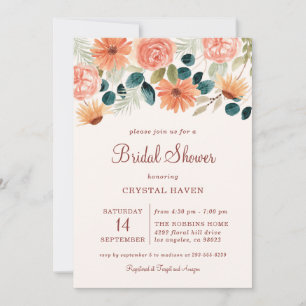 Invitation Rust Fall Floral Field Flower Automne Fête des mar