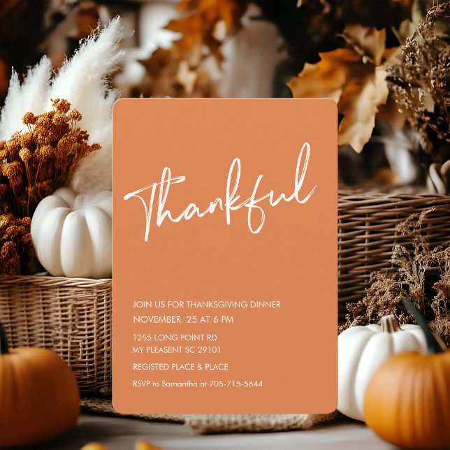 Invitation Rust Orange Thanksgiving Dîner (Créateur téléchargé)
