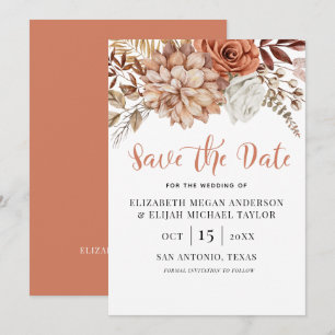 Invitation Rust Terracotta Fall Boho Floral Enregistrer la da