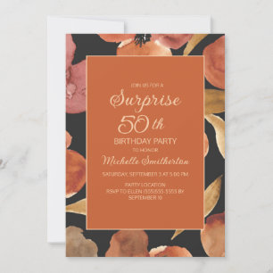 Invitation Rust Terracotta Floral Black 50e Surprise