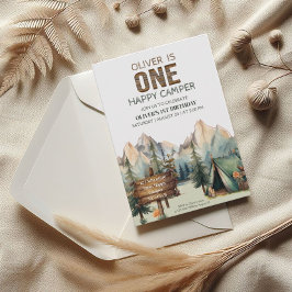 Invitation Rustic Adventure Happy Camper Premier Anniversaire