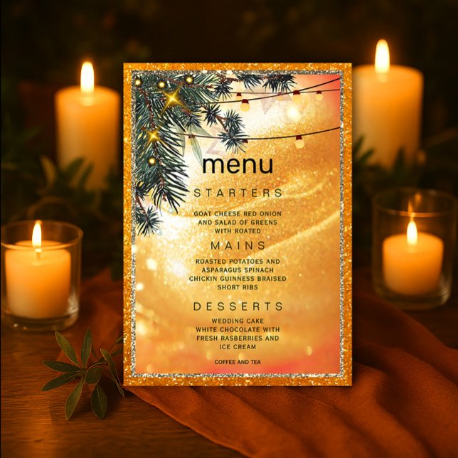 Invitation Rustic Amber Dinner (Rustic Amber Lights Wedding Invitation #warmweddingtheme #cozyweddingdécor #natureinspiredwedding)