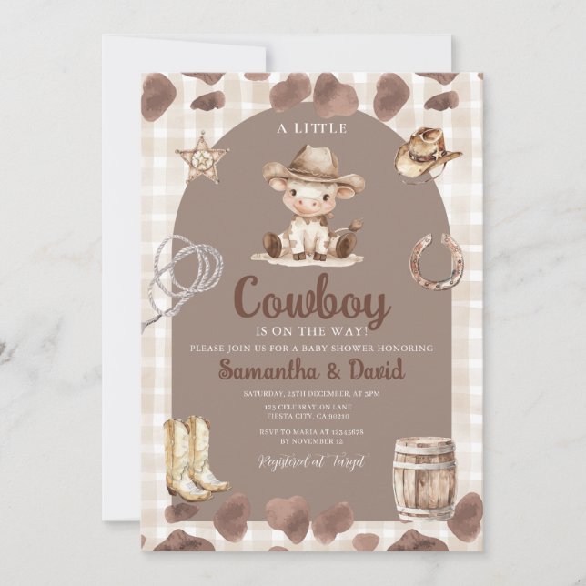 Invitation Rustic Arch Country Western Baby Shower  (Devant)
