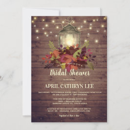Invitation Rustic Automne Feuilles String Lumières Fête des m