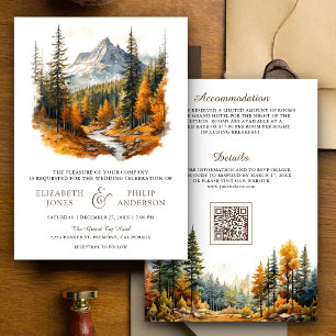 Invitation Rustic Automne Forêt de montagne automnale QR Code