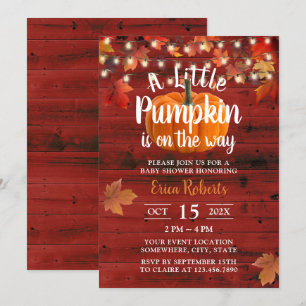 Invitation Rustic Automne laisse Red Barn Citrouille Baby sho