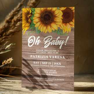 Invitation Rustic Automne Sunflower Oh Baby shower