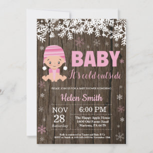 Invitation Rustic Baby son froid extérieur Baby shower fille