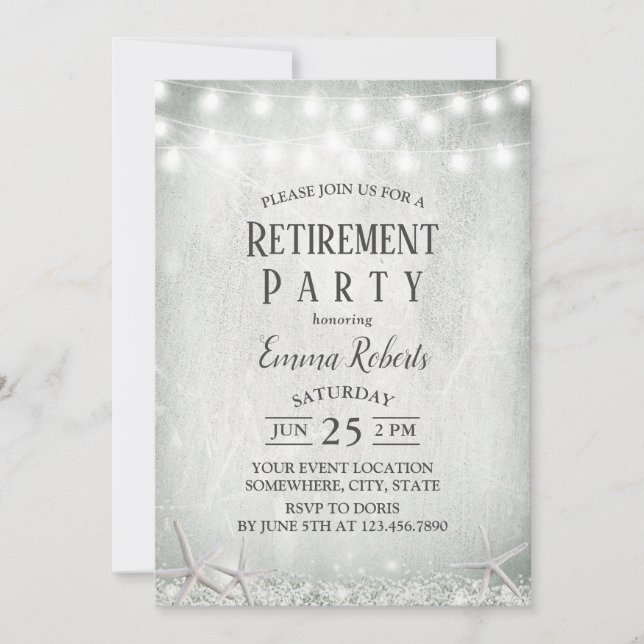 Invitation Rustic Baby's Breath Beach Starfish Retraite (Devant)