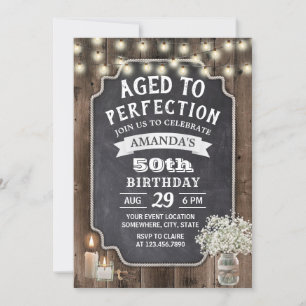 Invitation Rustic Baby's Breath Jar Barn Wood 50e anniversair