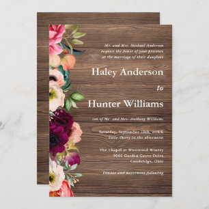 Invitation Rustic Barn Boho Botanique Mariage