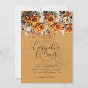 Invitation Rustic Barn Mariage Automne Brûlé Orange