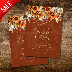 Invitation Rustic Barn Mariage Automne Brûlé Orange