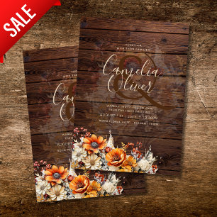 Invitation Rustic Barn Mariage Automne Brûlé Orange