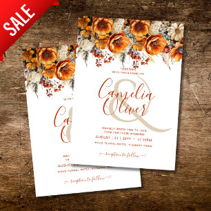 Invitation Rustic Barn Mariage Automne Brûlé Orange
