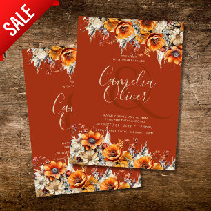 Invitation Rustic Barn Mariage Automne Brûlé Orange