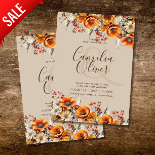 Invitation Rustic Barn Mariage Automne Brûlé Orange