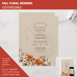Invitation Rustic Barn Mariage Automne Brûlé Orange