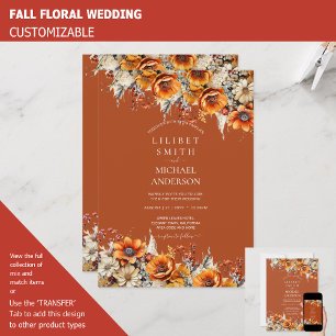 Invitation Rustic Barn Mariage Automne Brûlé Orange