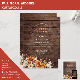 Invitation Rustic Barn Mariage Automne Brûlé Orange