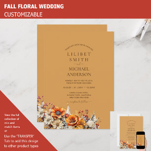 Invitation Rustic Barn Mariage Automne Brûlé Orange