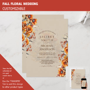 Invitation Rustic Barn Mariage Automne Brûlé Orange