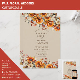 Invitation Rustic Barn Mariage Automne Brûlé Orange