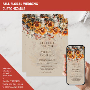 Invitation Rustic Barn Mariage Automne Brûlé Orange