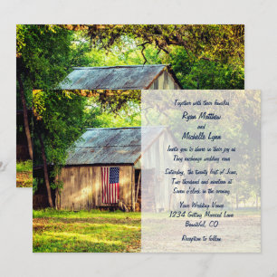 Invitation Rustic Barn Patriotique US Mariage du drapeau amér