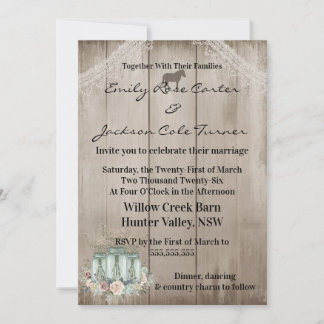 Invitation Rustic Barn & Wildflowers Country Wedding 