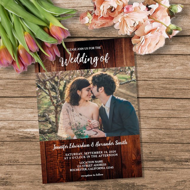 Invitation Rustic barn wood photo country wedding (Rustic barn wood photo country wedding invitation. You can add your own photo and text.)