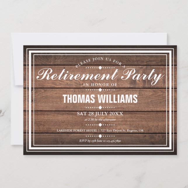 Invitation Rustic Barn Wood Retirement Party (Devant)