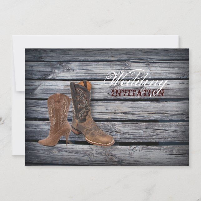 Invitation Rustic Barn Wood Western Cowboy mariage (Devant)