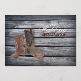 Invitation Rustic Barn Wood Western Cowboy mariage