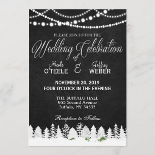 Invitation Rustic Barne Mariage Chalkboard hiver Noël