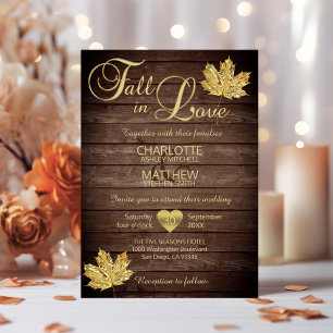 Invitation Rustic Barnwood Country Gold TOMBE DANS AMOUR Mari