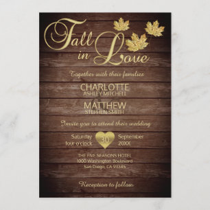 Invitation Rustic Barnwood Country Gold TOMBE DANS AMOUR Mari