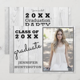 Invitation Rustic Barnwood Photo 2025 Graduation Party