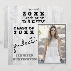 Invitation Rustic Barnwood Photo 2025 Graduation Party