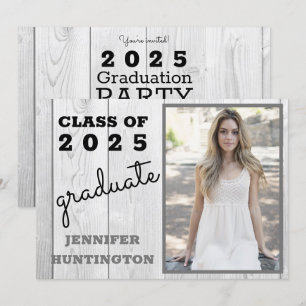 Invitation Rustic Barnwood Photo 2025 Graduation Party