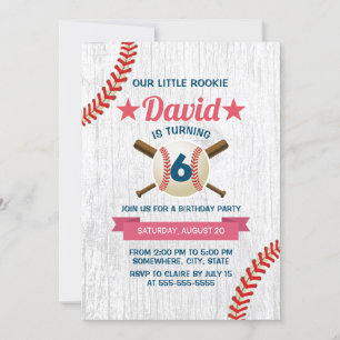Invitation Rustic Baseball Sports Boy 6e fête d'anniversaire
