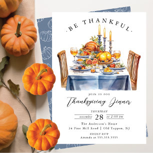 Invitation Rustic Be Thanksgiving Dîner