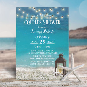 Invitation Rustic Beach Lantern String Lumières Couples Douch