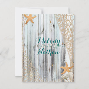 Invitation Rustic Beach Starfish Mariage Réception Insertion