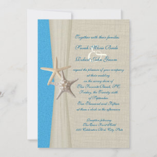 Invitation Rustic Beach Starfish Ocean Wave Mariage