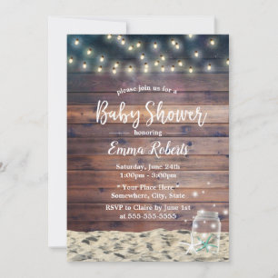 Invitation Rustic Beach Starfish String Baby shower