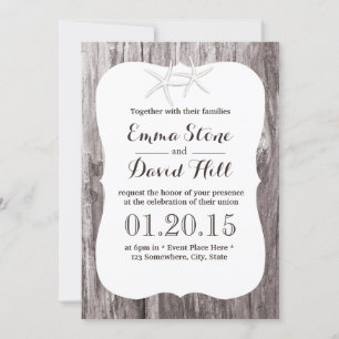 Invitation Rustic Beach Wedding Starfish Driftwood
